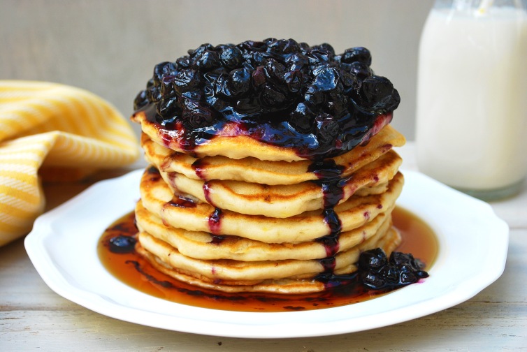 Vegan Pancakes with Fresh Blueberry Sauce